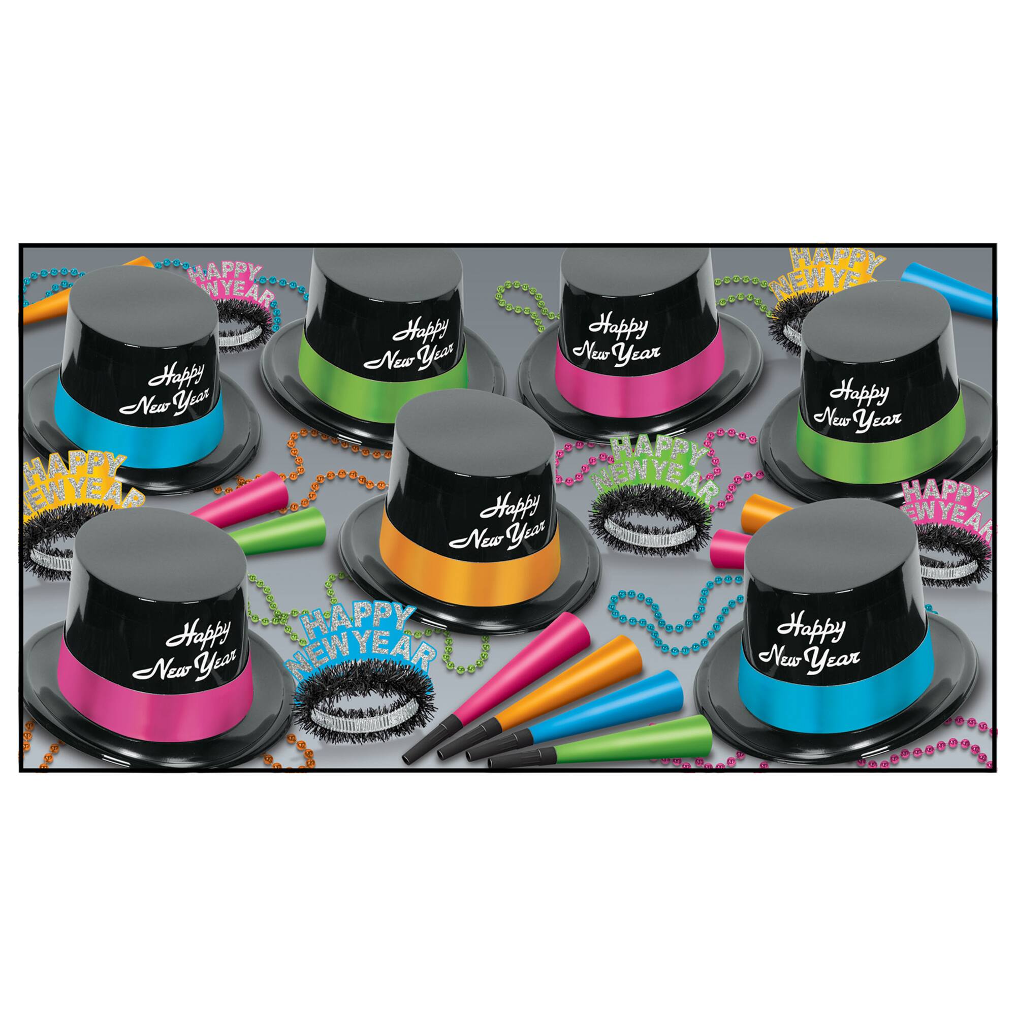 Beistle Neon New Year Legacy Party Favor Kit for 50